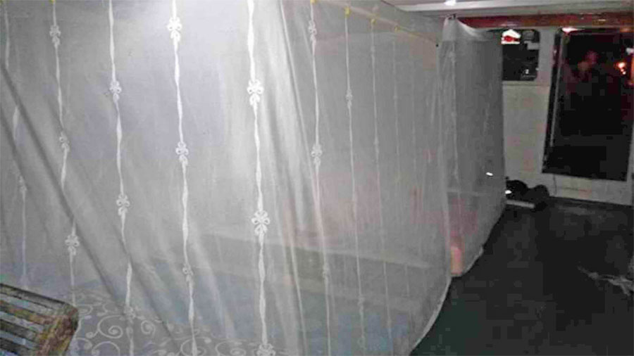 Las camas tienen mosquiteras para proteger de las insectos