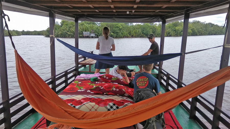 La cubierta de la embarcación está diseñada para relajarse mientras observa la fauna de Tanjung Puting